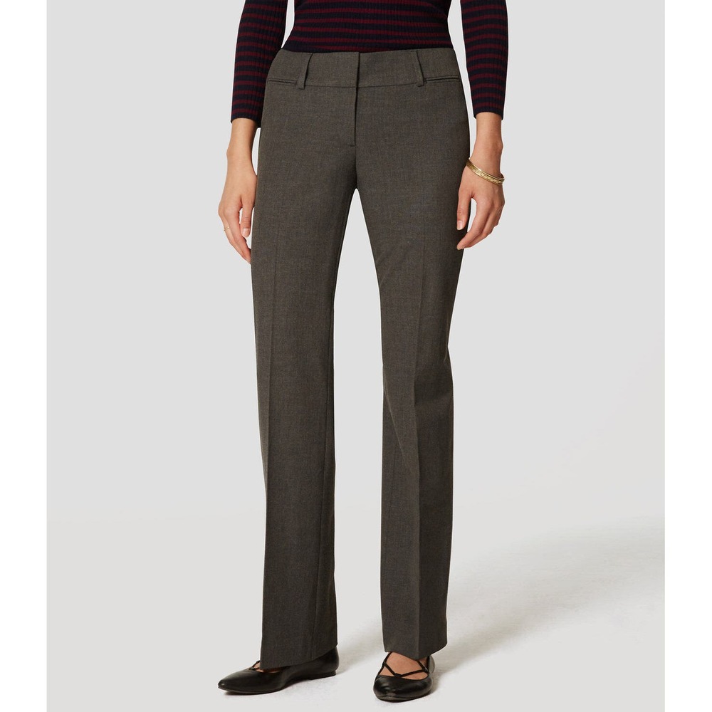 LOFT Julie Trousers Winter Olive Size 8 Green Grey Straight Leg Stretch Classic